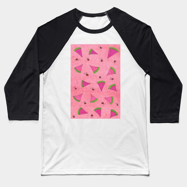 Watermelons and Lady Bugs Baseball T-Shirt by DanielleGensler